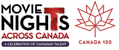 Movie nights across Canada & Canada 150 logos